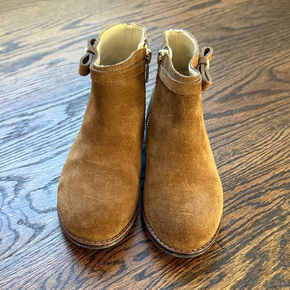 Size 12 Janie and Jack Suede Ankle Boots with Bow Detail